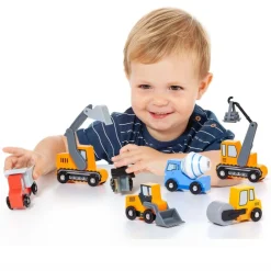 MOLTO Vehículos, Trenes Y Parkings|Primera Infancia Y Preescolar|Pack Camiones de Construcción Madera
