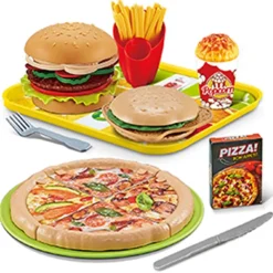 DRIM DISCOUNT Pack Infantil Pizza + Hamburguesas- Juegos Y Juguetes De Imitación