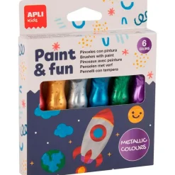 APLI Manualidades|Escolar|Pack Temperas en Tubo con Pincel Metalizadas