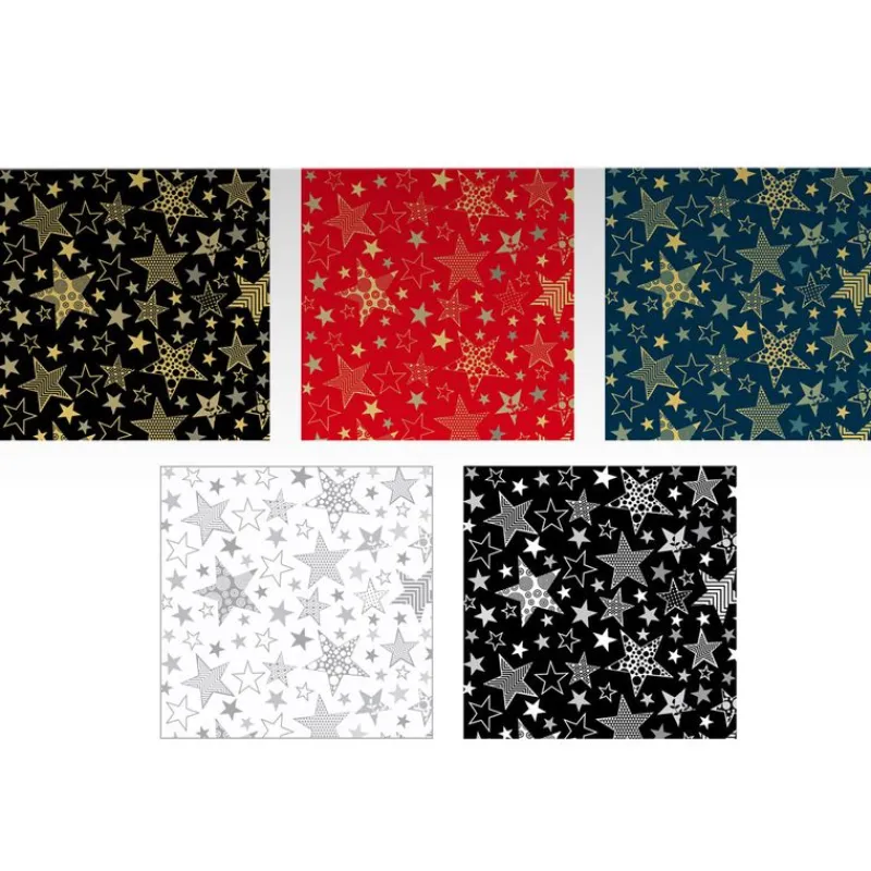 DRIM DISCOUNT Papel Regalo Estrellas 200x70 Surtido- Baterías, Pilas Y Papel De Regalo
