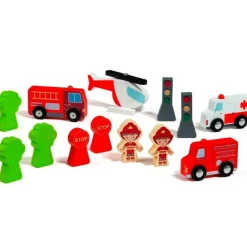 MOLTO Parking de Madera Infantil Emergencias- Vehículos, Trenes Y Parkings|Juegos De Madera