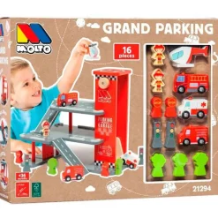 MOLTO Parking de Madera Infantil Emergencias- Vehículos, Trenes Y Parkings|Juegos De Madera