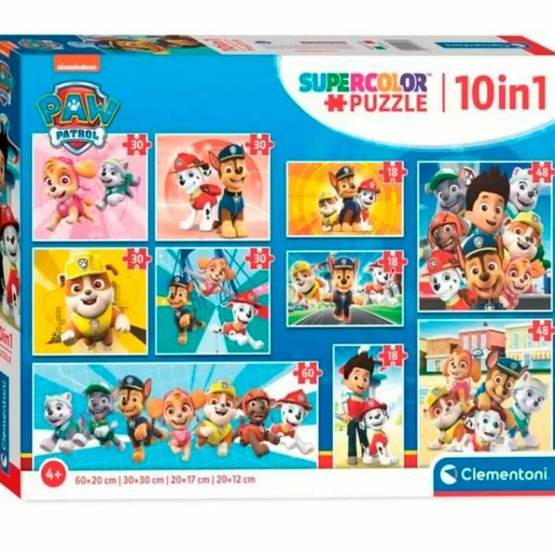 CLEMENTONI Patrulla Canina Puzzle 10 en 1- Puzzles Y Construcciones