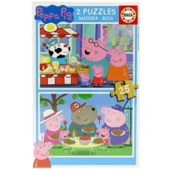EDUCA Peppa Pig Puzzles Madera 2x25 Piezas- Juegos De Madera