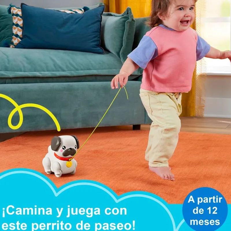 FISHER PRICE Pet Pals Pasea al Perrito Pug Juguete Arrastre- Primera Infancia Y Preescolar
