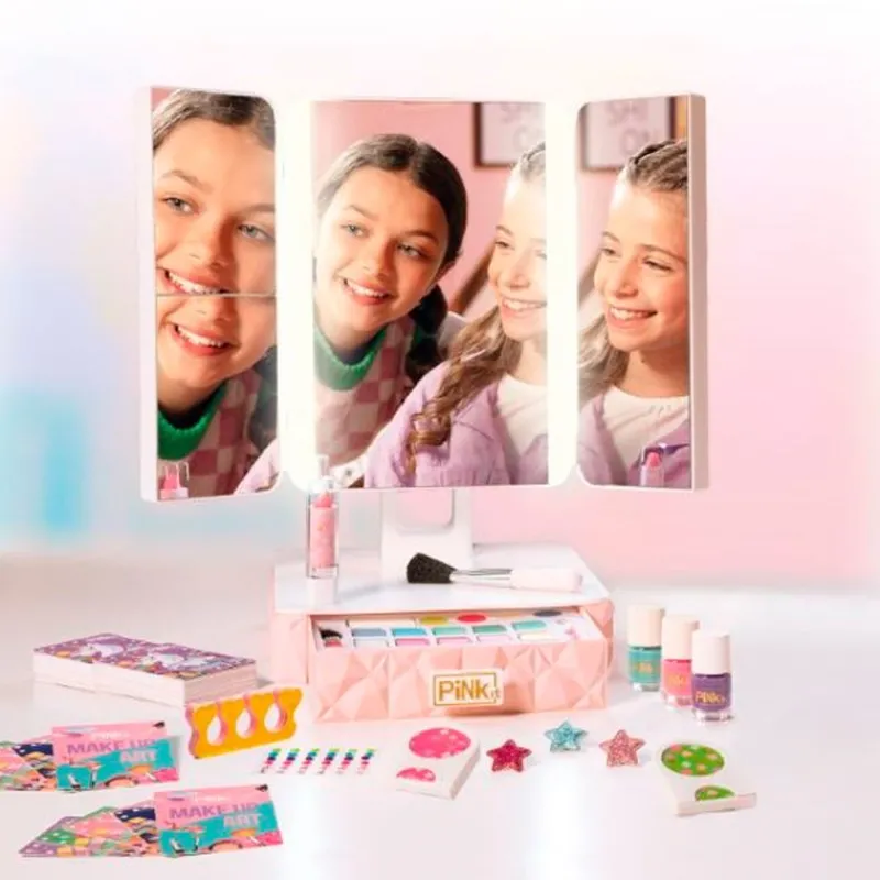 NICE Juegos Y Juguetes De Imitación|Pink It Espejo Studio Maquillaje Smart