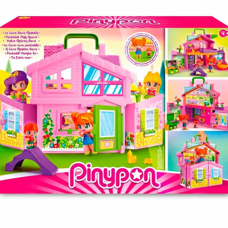 FAMOSA Pinypon Casa Rosa Maletín- Muñecas