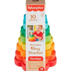 FISHER PRICE Pirámide de Aros Apilable Madera- Juegos De Madera|Primera Infancia Y Preescolar