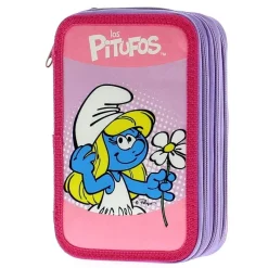 SELECCION DRIM Escolar|Pitufina Estuche Triple Lleno