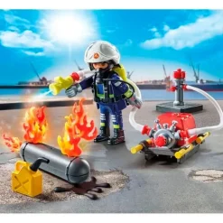 PLAYMOBIL Action Heroes Bombero con Bomba de Agua- Playmobil