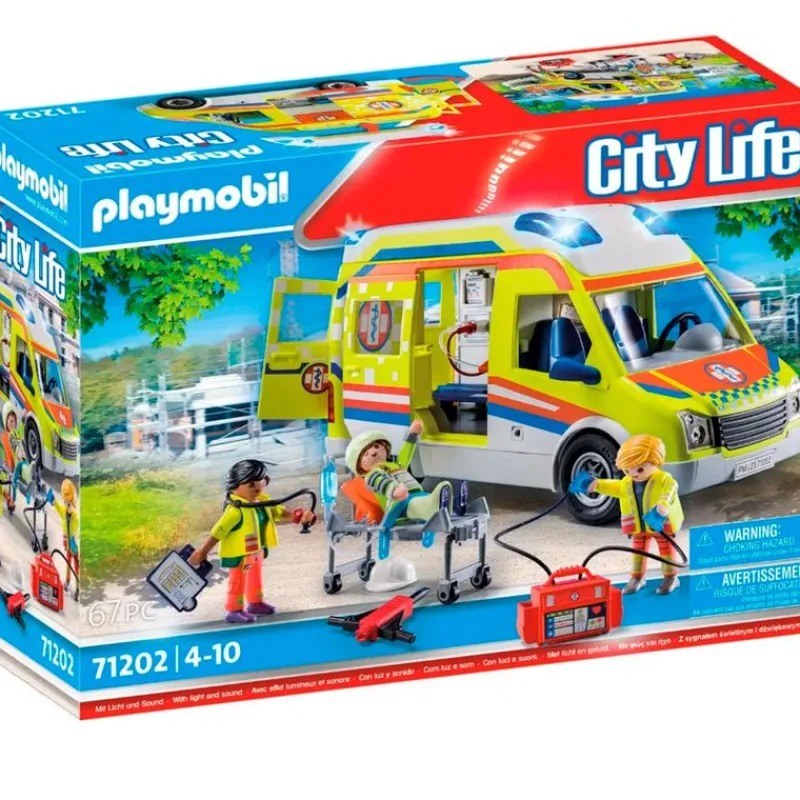 PLAYMOBIL City Life Ambulancia con Luz y Sonido- Playmobil