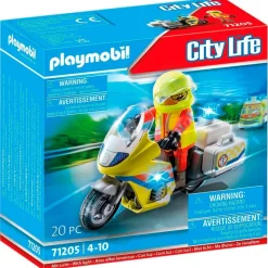 PLAYMOBIL City Life Moto de Emergencias con Luz- Playmobil