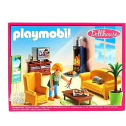 PLAYMOBIL Dollhouse Sala de Estar con Fuego- Playmobil
