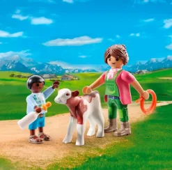 PLAYMOBIL Duo Granjero con Ternero- Playmobil