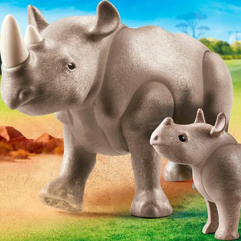 PLAYMOBIL Family Fun Rinoceronte con Bebé- Playmobil