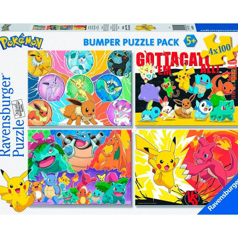 RAVENSBURGER Puzzles Y Construcciones|Pokémon Puzzle 4x100 Piezas