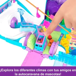 MATTEL Polly Pocket Aventura en la Autocaravana de Mascotas- Muñecas