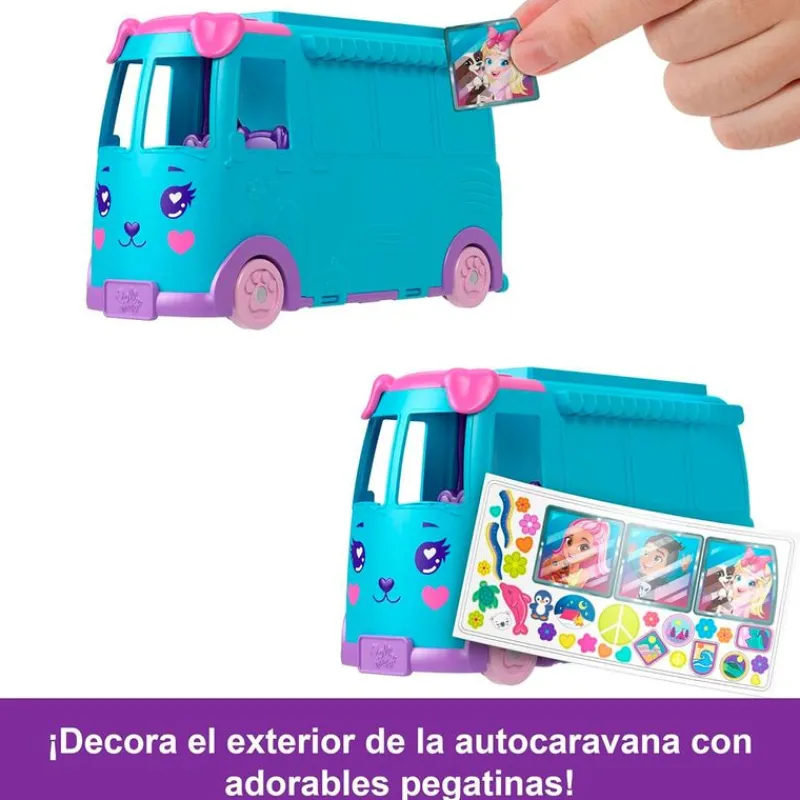 MATTEL Polly Pocket Aventura en la Autocaravana de Mascotas- Muñecas