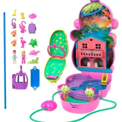 MATTEL Polly Pocket Aventuras en Río Mamá Mono y su Bebé- Muñecas