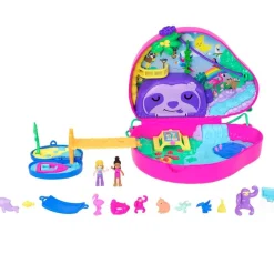 MATTEL Muñecas|Polly Pocket Estuche Familia Perezosos 2 en 1