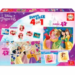 EDUCA Princesas Disney Super Pack 4 en 1- Juegos Y Juguetes Educativos