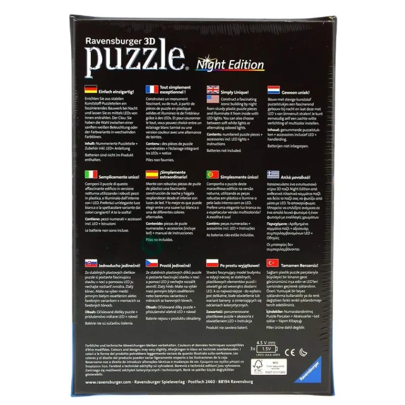 RAVENSBURGER Puzzle Big Ben Night 3D- Puzzles Y Construcciones
