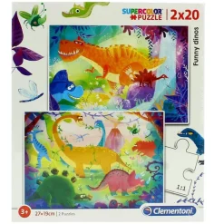CLEMENTONI Puzzle Dinosaurios 2x20 Piezas- Puzzles Y Construcciones