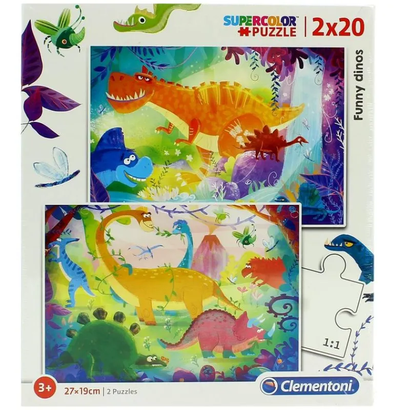 CLEMENTONI Puzzle Dinosaurios 2x20 Piezas- Puzzles Y Construcciones