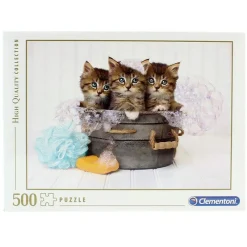 CLEMENTONI Puzzles Y Construcciones|Puzzle Gatitos en el Baño 500 Piezas