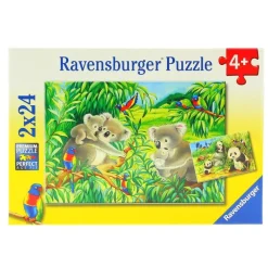 RAVENSBURGER Puzzles Y Construcciones|Puzzle Koala y Panda 2 x 24 Piezas