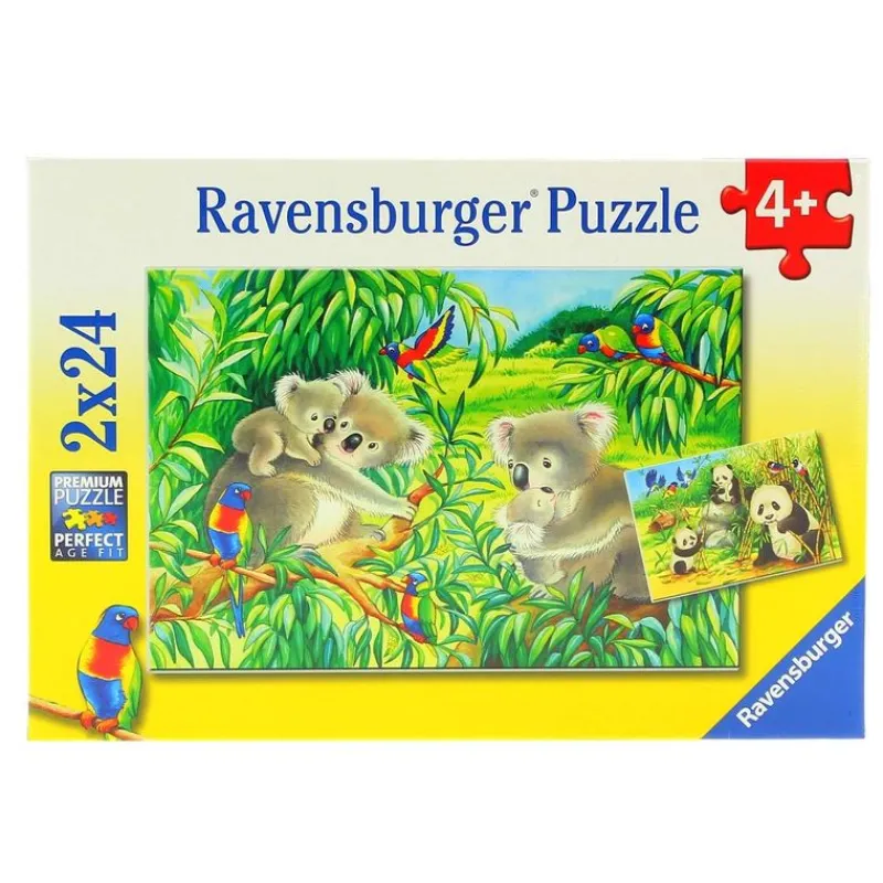RAVENSBURGER Puzzles Y Construcciones|Puzzle Koala y Panda 2 x 24 Piezas