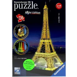 RAVENSBURGER Puzzles Y Construcciones|Puzzle Torre Eiffel Night 3D