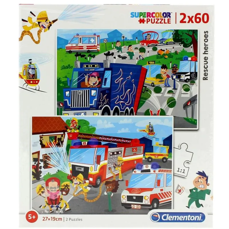 CLEMENTONI Puzzle Vehículos de Emergencia 2x60 Piezas- Puzzles Y Construcciones