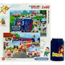 CLEMENTONI Puzzle Vehículos de Emergencia 2x60 Piezas- Puzzles Y Construcciones