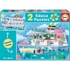 EDUCA Puzzle 2x100 Piezas Barco Inside/Outside- Puzzles Y Construcciones