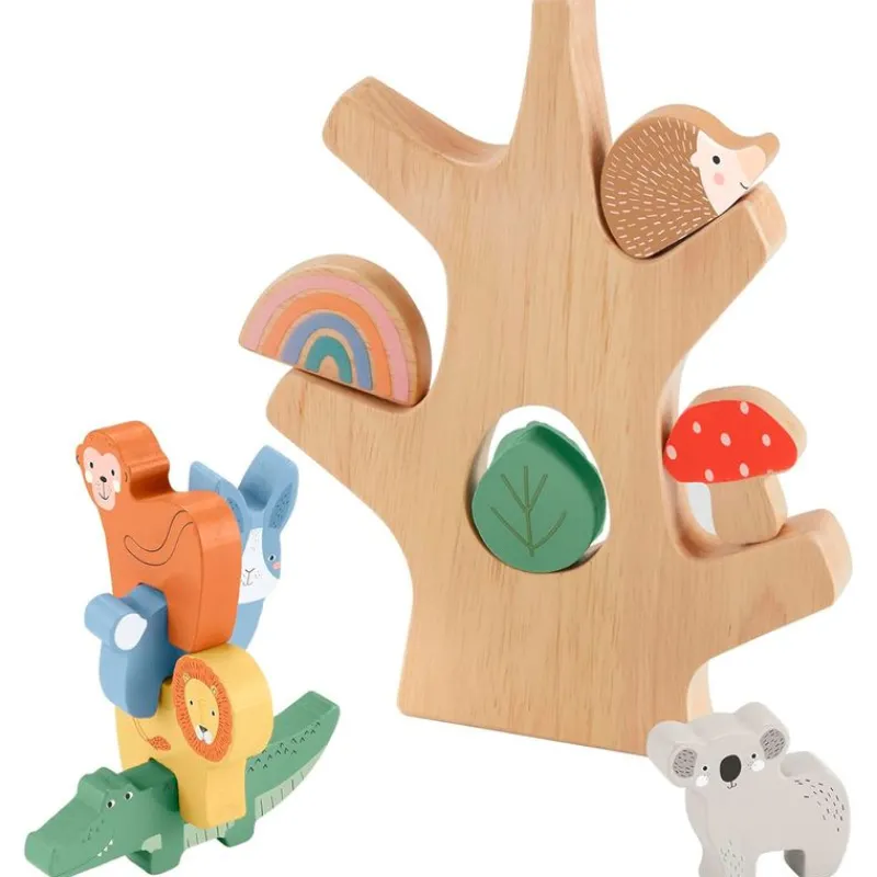 FISHER PRICE Juegos De Madera|Primera Infancia Y Preescolar|Árbol con Animales De Madera Montessori