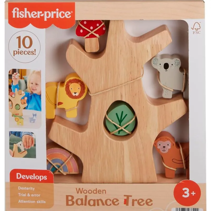 FISHER PRICE Juegos De Madera|Primera Infancia Y Preescolar|Árbol con Animales De Madera Montessori