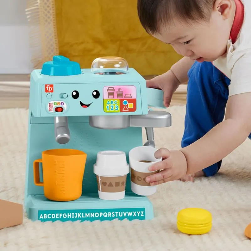 FISHER PRICE Ríe y Aprende Máquina de Café con Accesorios de Cafetería- Primera Infancia Y Preescolar|Juegos Y Juguetes De Imitación