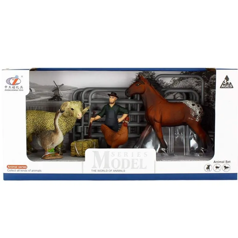 DRIM DISCOUNT Figuras Y Figuras De Acción|Set de Figuras Granjero con Animales y Caballo