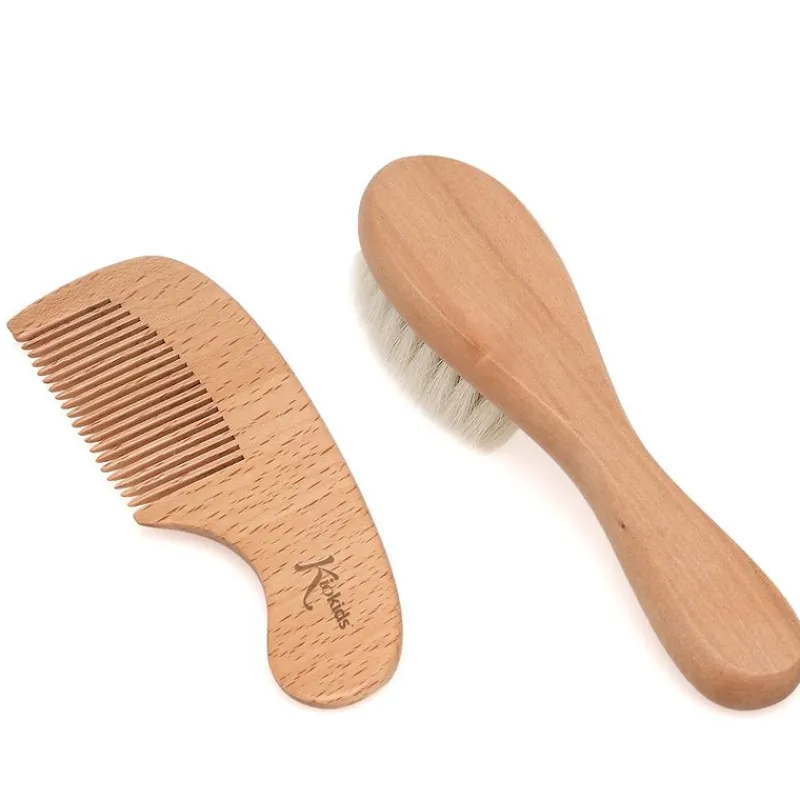 KIOKIDS Accesorios Y Complementos De Baño|Juegos De Madera|Set de Peine y Cepillo Madera