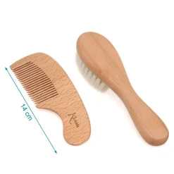 KIOKIDS Accesorios Y Complementos De Baño|Juegos De Madera|Set de Peine y Cepillo Madera