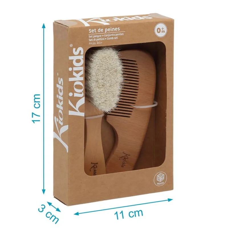 KIOKIDS Accesorios Y Complementos De Baño|Juegos De Madera|Set de Peine y Cepillo Madera