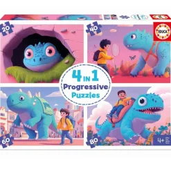 EDUCA Puzzles Y Construcciones|Simpáticos Dinos Puzzles Progresivos