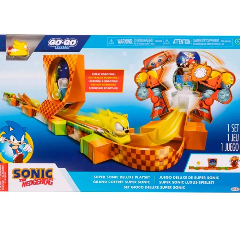 JAKKS PACIFIC Sonic Go Go Racers Playset Deluxe Super Sonic- Figuras Y Figuras De Acción