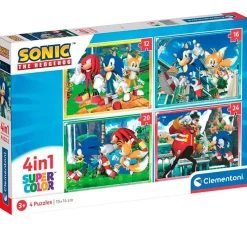 CLEMENTONI Puzzles Y Construcciones|Sonic Puzzle 4 en 1 Progresivo