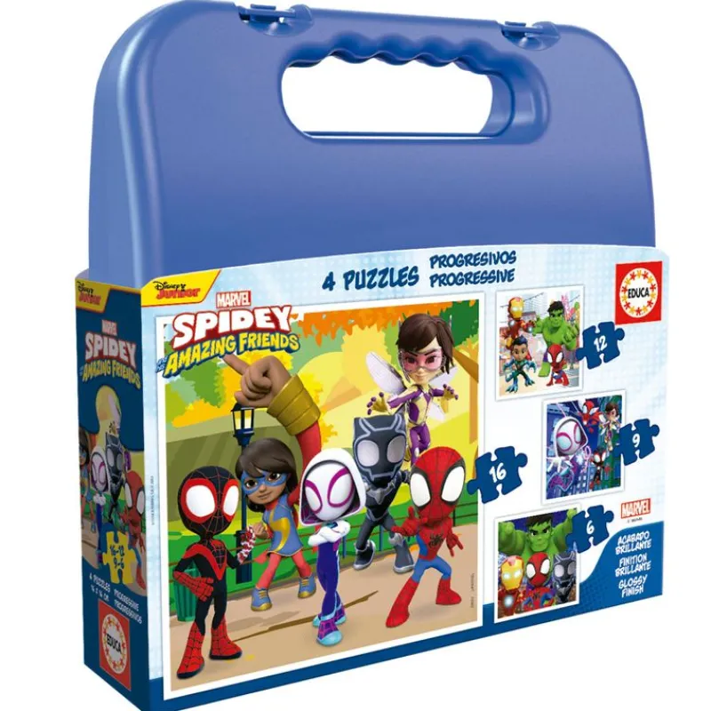 EDUCA Spidey y sus Amigos Maleta Puzzles Progresivos- Puzzles Y Construcciones