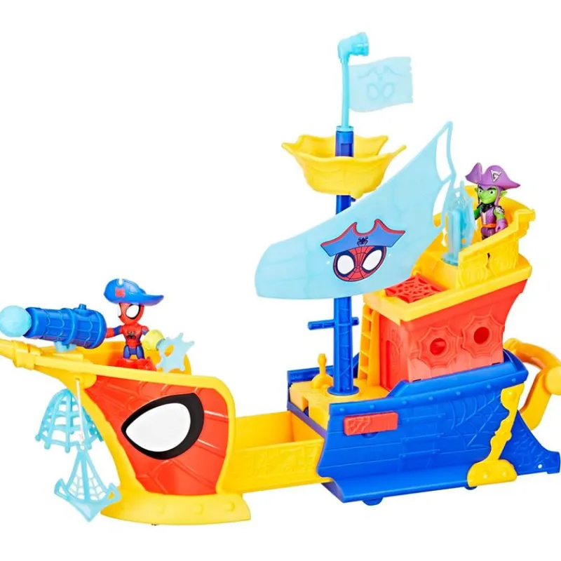 HASBRO Spidey y sus Amigos Waterwebs Barco Pirata con telarañas y Burbujas- Figuras Y Figuras De Acción