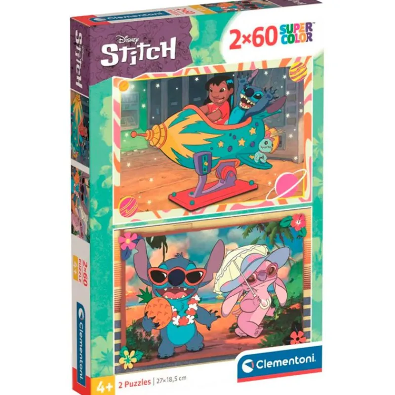CLEMENTONI Puzzles Y Construcciones|Stitch Puzzle 2x60 Piezas