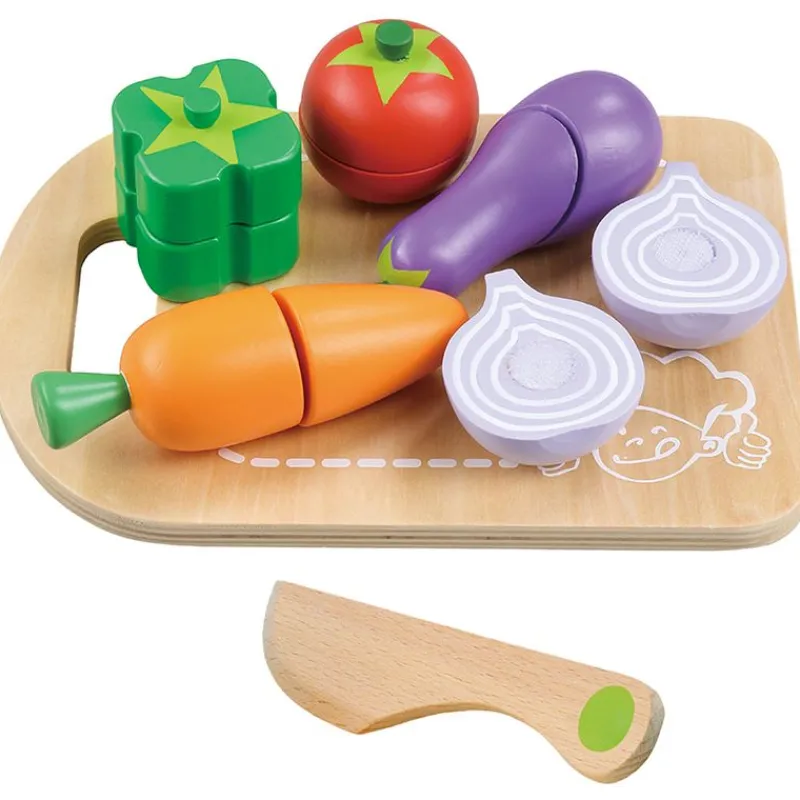 DRIM DISCOUNT Tabla de Vegetales Cortados de Madera- Juegos De Madera|Juegos Y Juguetes De Imitación