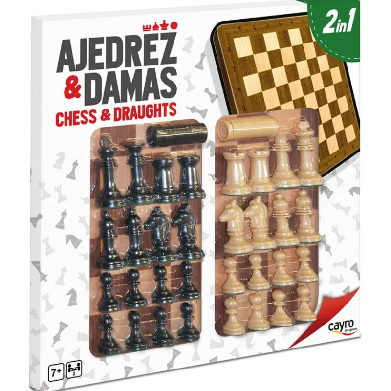 CAYRO Juegos De Mesa|Tablero Ajedrez y Damas Madera